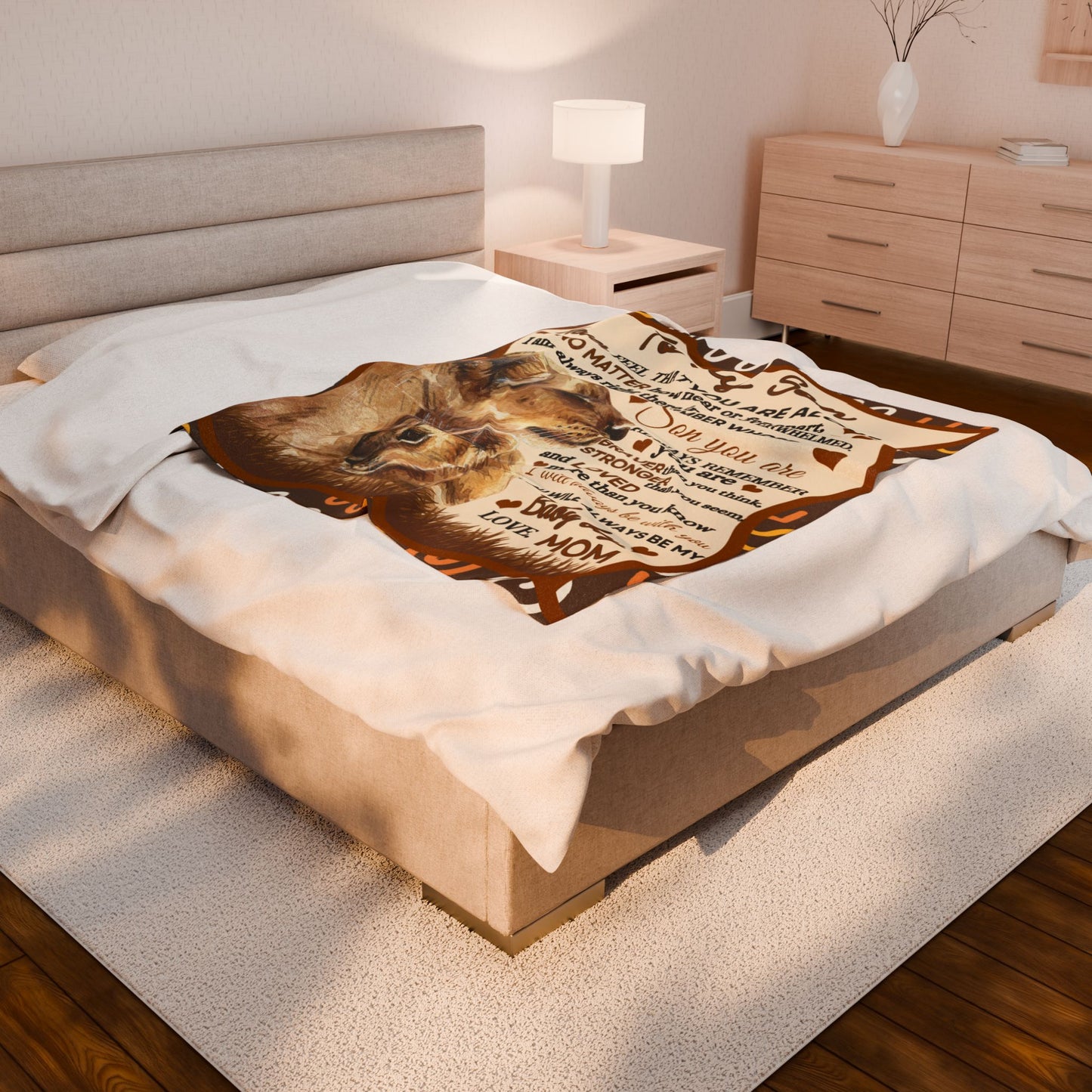 To My Son Lion Hearted Love Soft Velveteen Minky Blanket From Mom Throw Gift