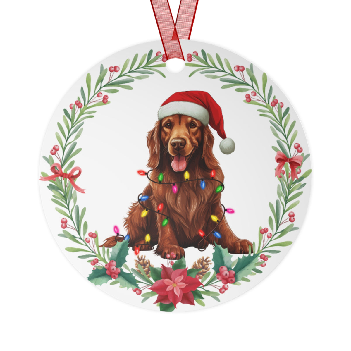 Irish Setter Dog in Lights Ornament