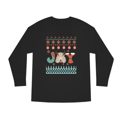 Joy Miniature Poodle Dog Christmas Ugly Sweater Long Sleeve Tee