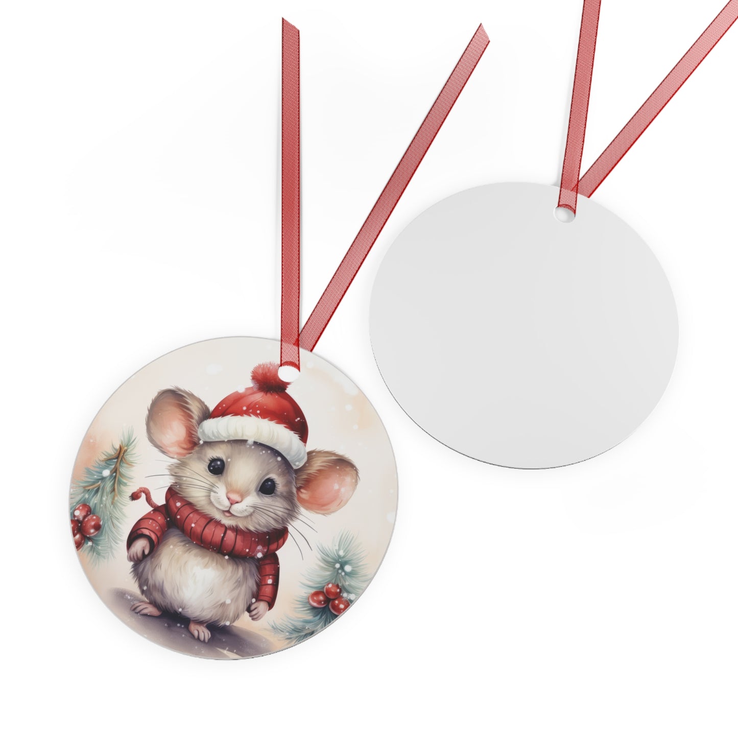 Mouse in Santa Hat Ornament