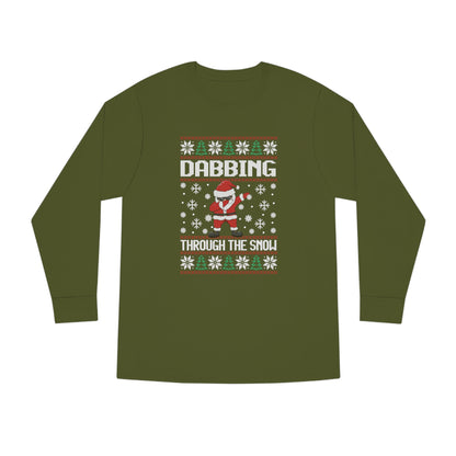 Santa Dabbing Through the Snow Christmas Ugly Sweater Long Sleeve Tee