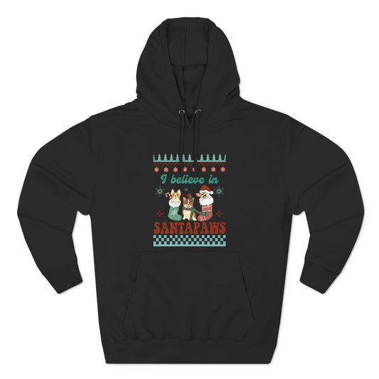 I Believe in Santa Paws Dog Ugly Christmas Sweater Pullover Hoodie