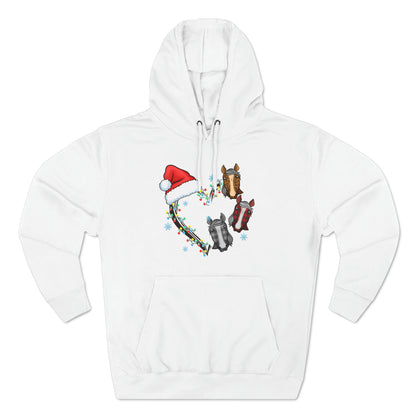 Horse Heart Wreath Christmas Pullover Hoodie