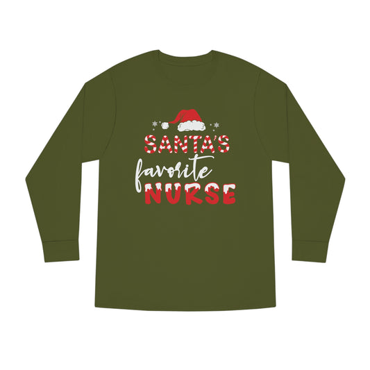 Santa's Favorite Nurse Christmas Long Sleeve Tee