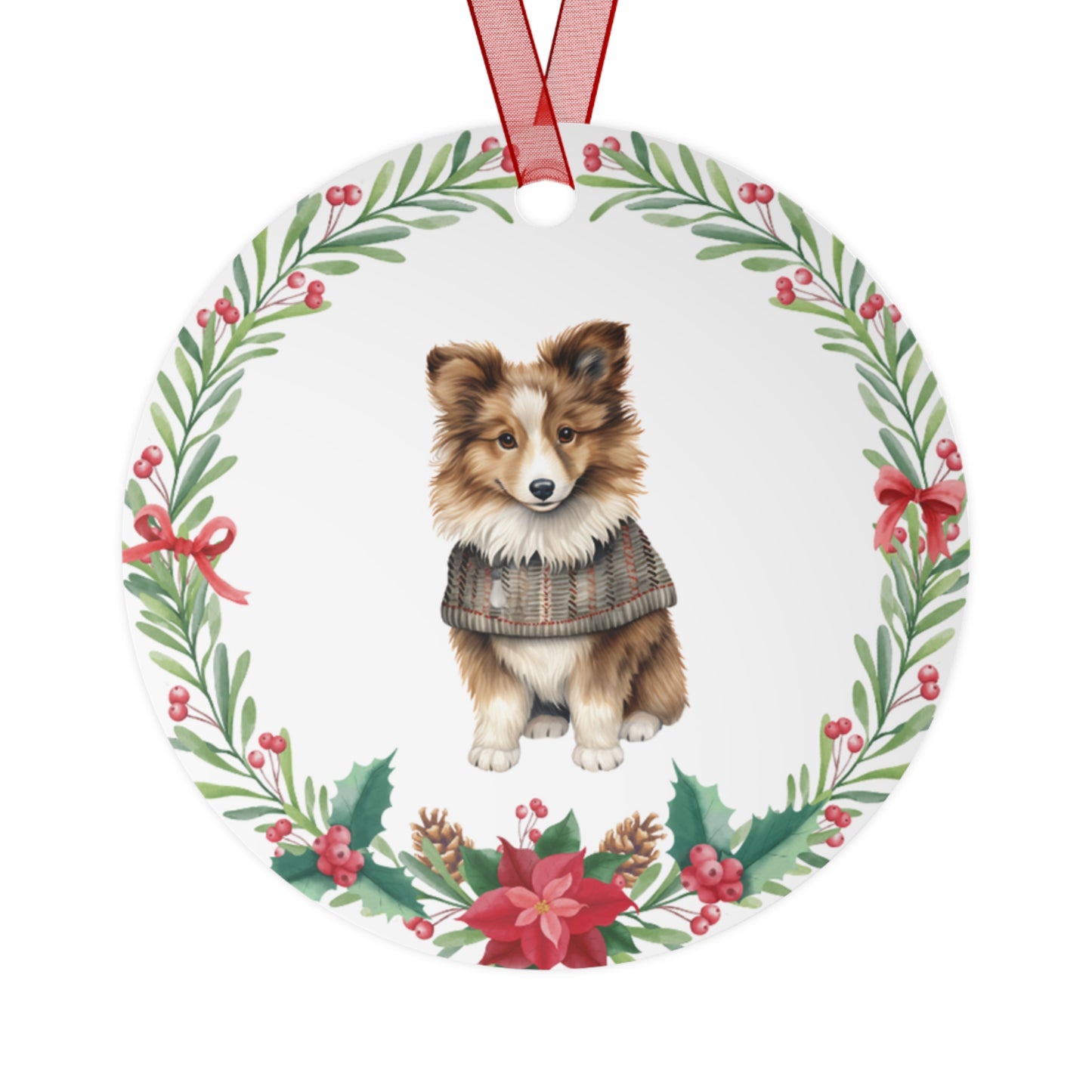 Collie Dog in Sweater Ornament Design 1