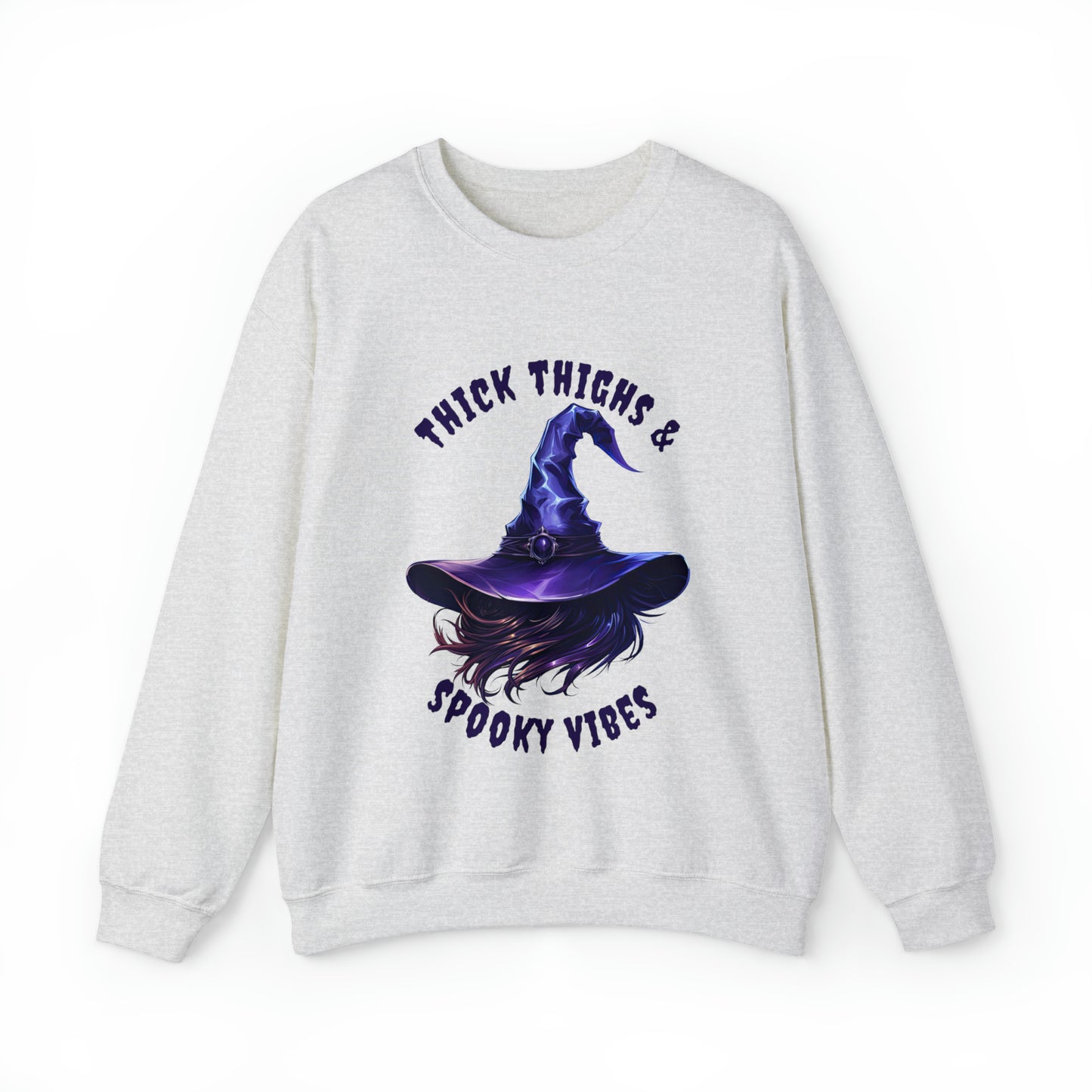 Thick Thighs And Spooky Vibes Witch Hat Halloween Sweatshirt