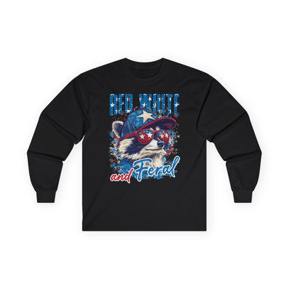 Red White And Feral Long Sleeve T-Shirt