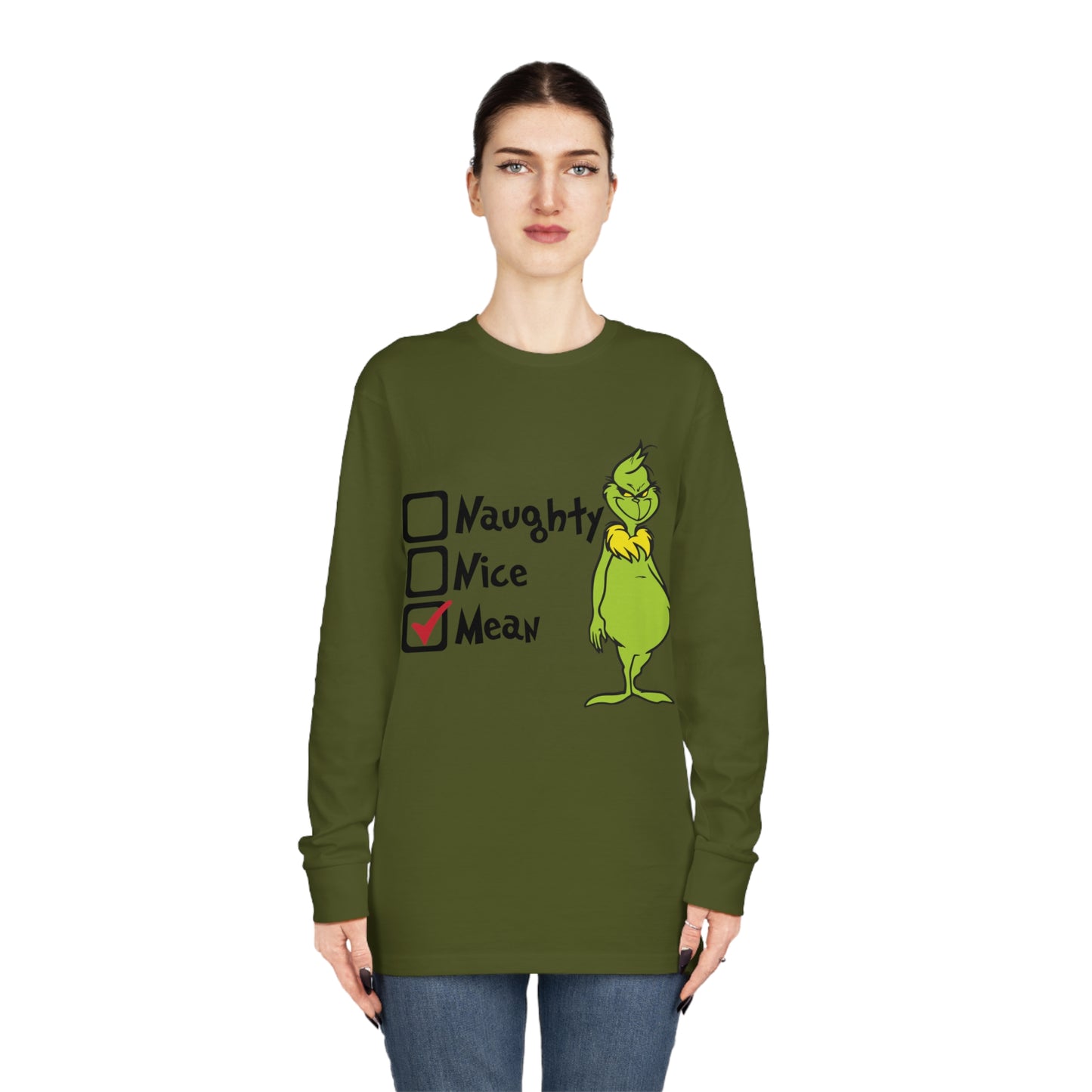 Naughty Nice Mean Grinch Christmas Long Sleeve T-Shirt