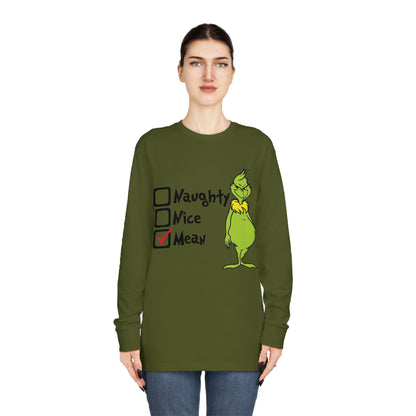 Naughty Nice Mean Grinch Christmas Long Sleeve T-Shirt