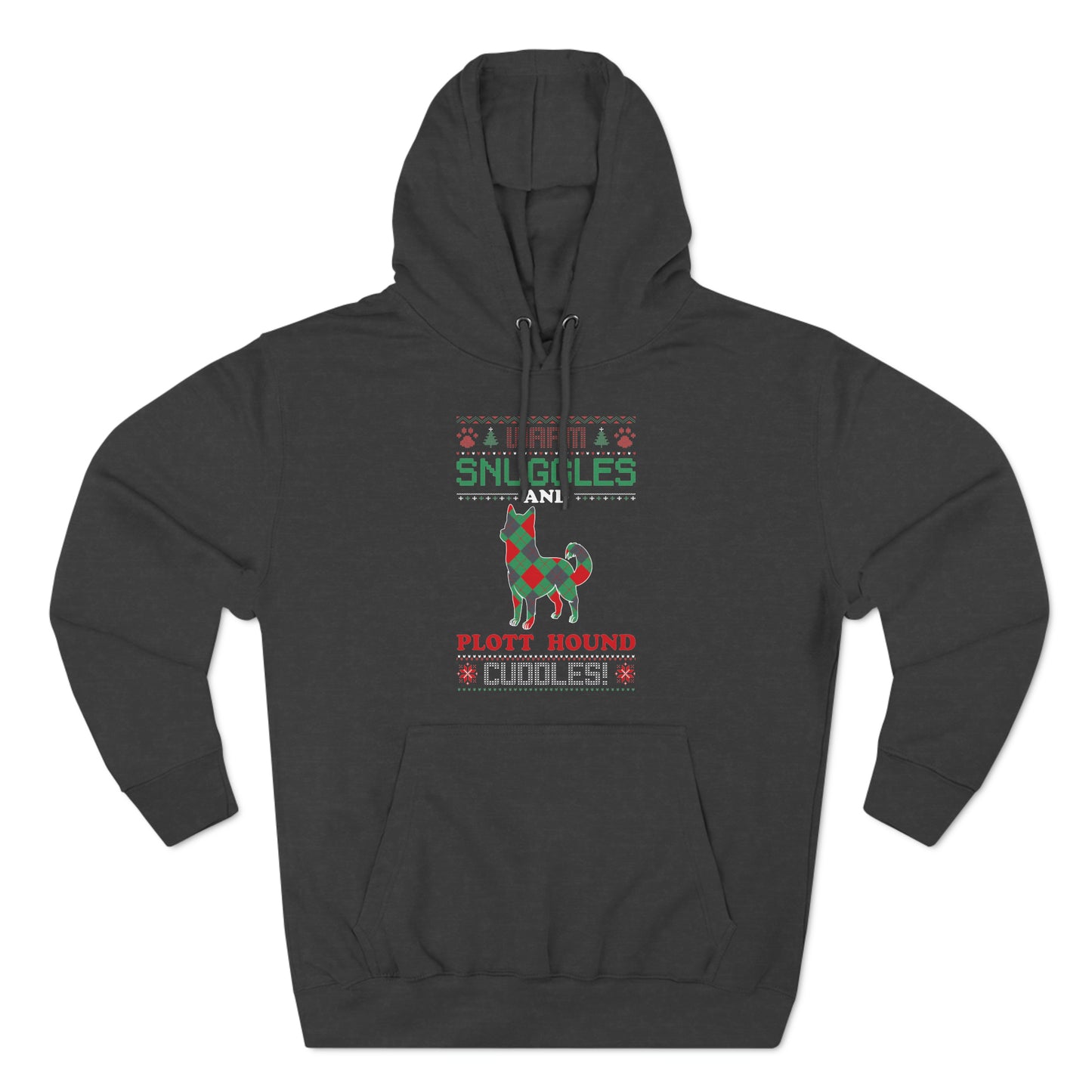 Warm Snuggles and Plott Hound Cuddles Christmas Ugly Sweater Pullover Hoodie