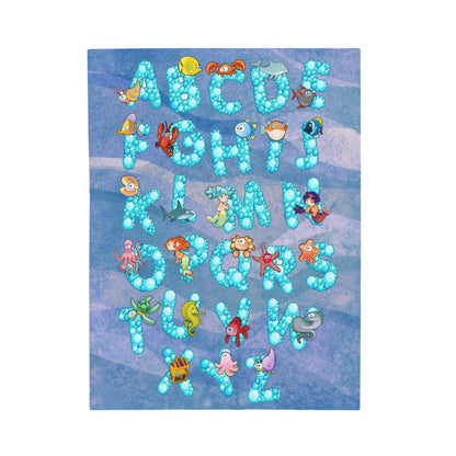 Rose Sea Life Alphabet Plush Blanket