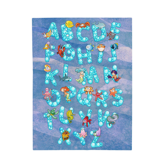 Rose Sea Life Alphabet Plush Blanket