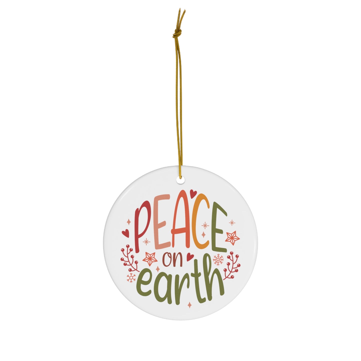 Retro Peace on Earth Christmas Ceramic Ornament