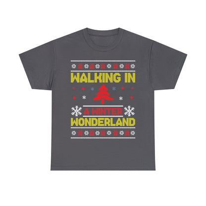 Walking in a Winter Wonderland Christmas Ugly Sweater Short Sleeve Tee