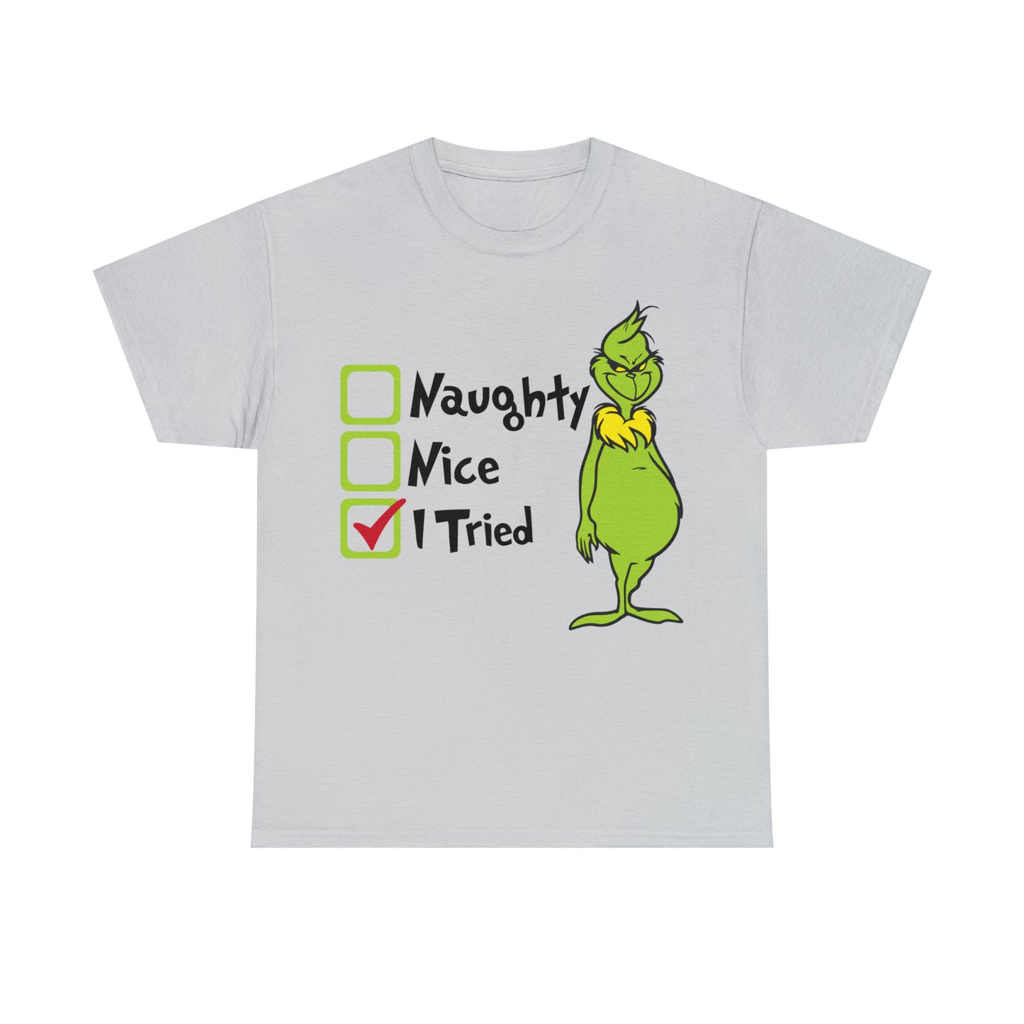 Naughty Nice I Tried Grinch Christmas Short Sleeve Tee