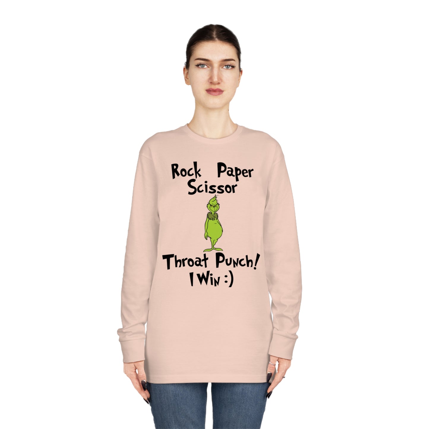 Rock, Paper, Scissors, Throat Punch. I Win! Grinch Christmas Long Sleeve T-Shirt