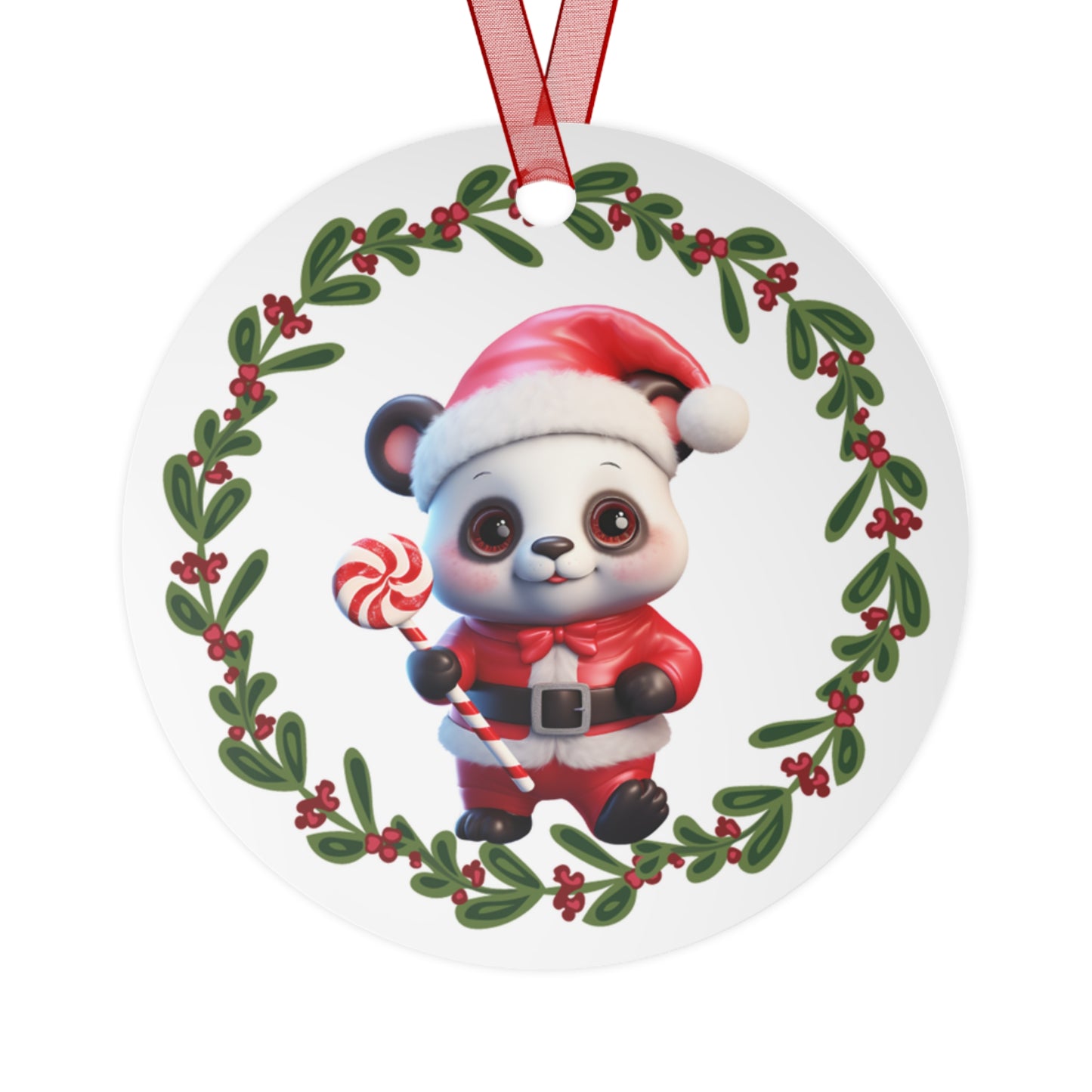Panda in Santa Suit Christmas Ornament