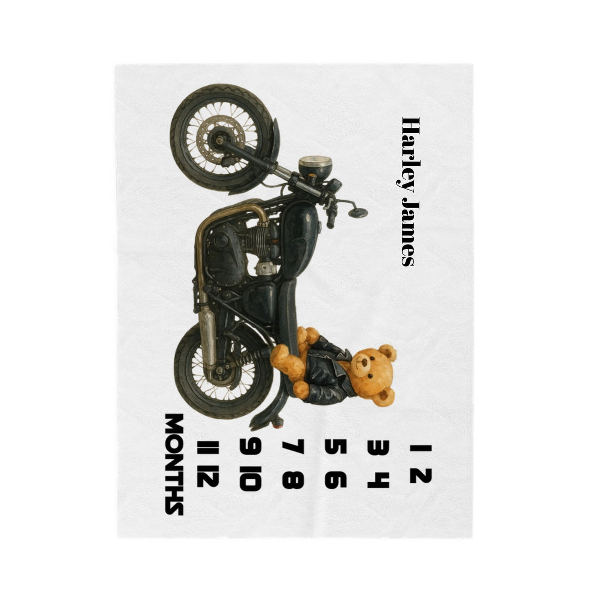 Personalized Motorcycle Bear Velveteen Plush Blanket