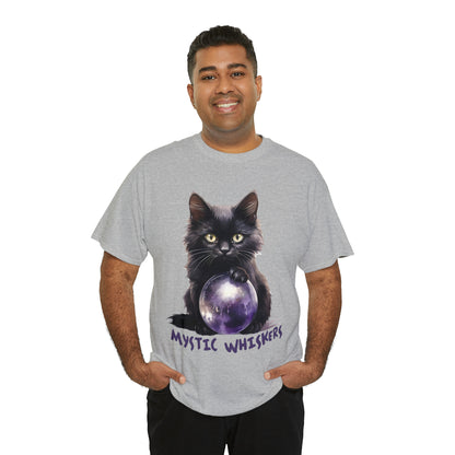 Mystic Whiskers Black Cat Halloween Short Sleeve Tee