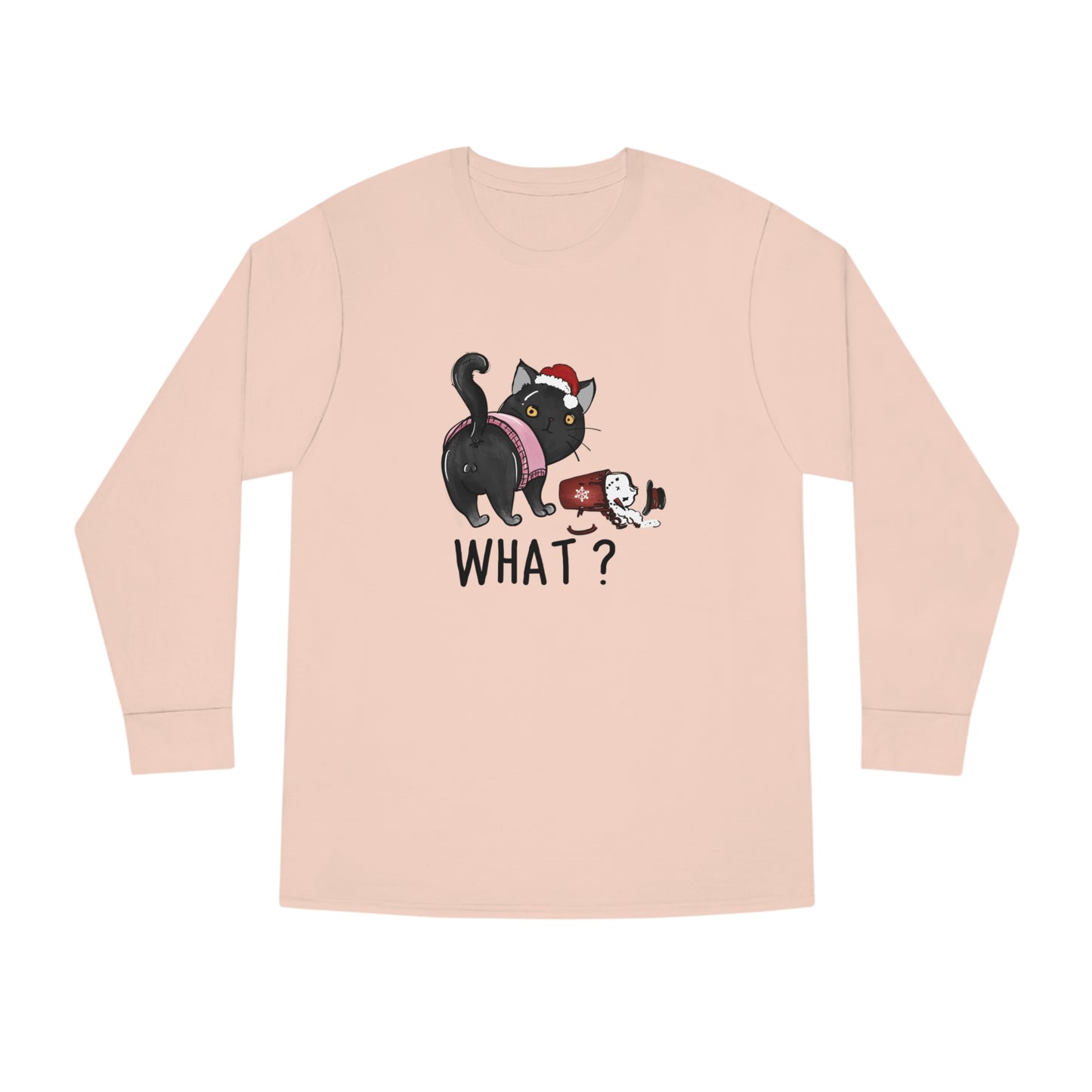 What? Cat Knocking Over Coffee Christmas Long Sleeve T-shirt