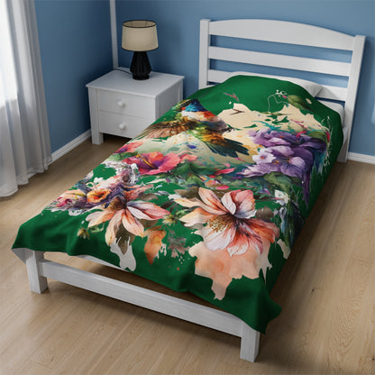 Hummingbirds with Flowers Blanket