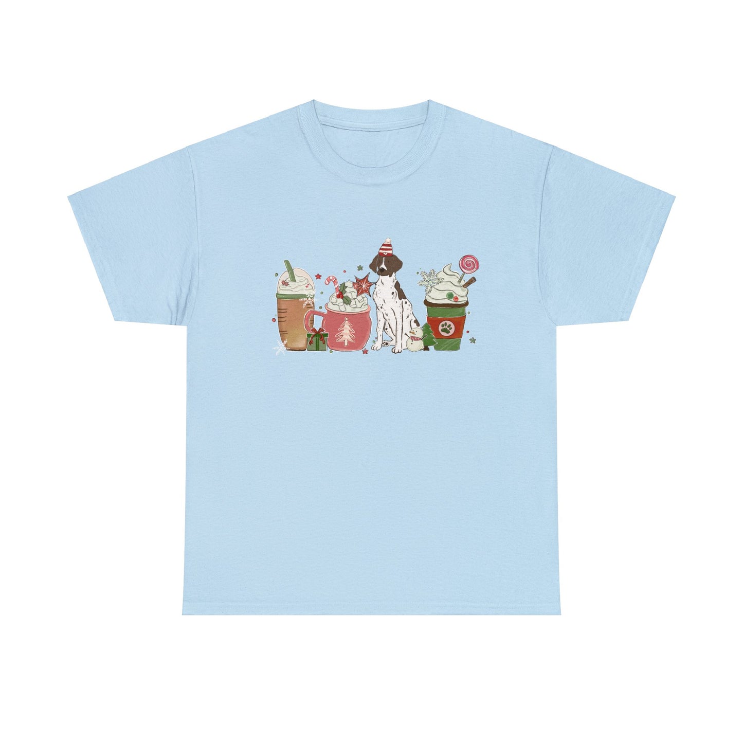 Pointer Dog Latte Christmas Short Sleeve Tee