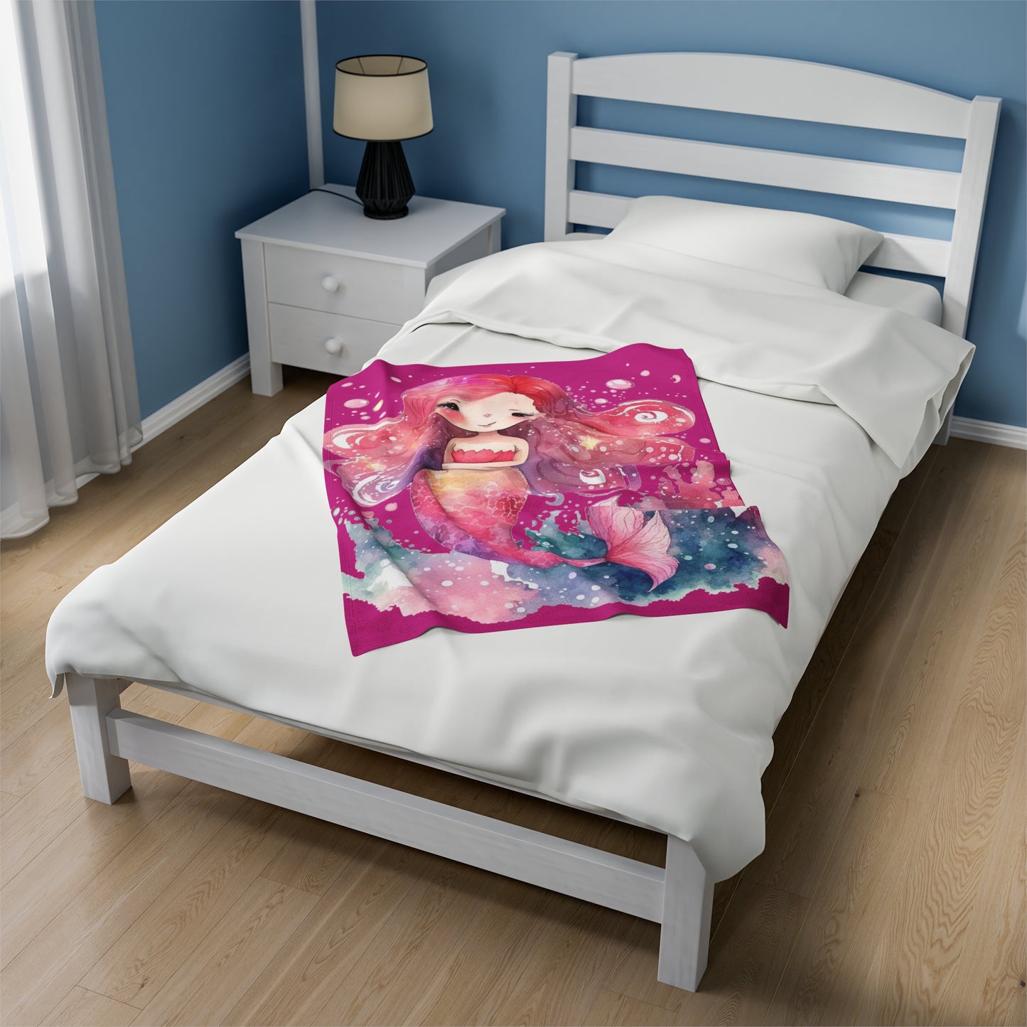 Watercolor Pink Mermaid Pattern Blanket