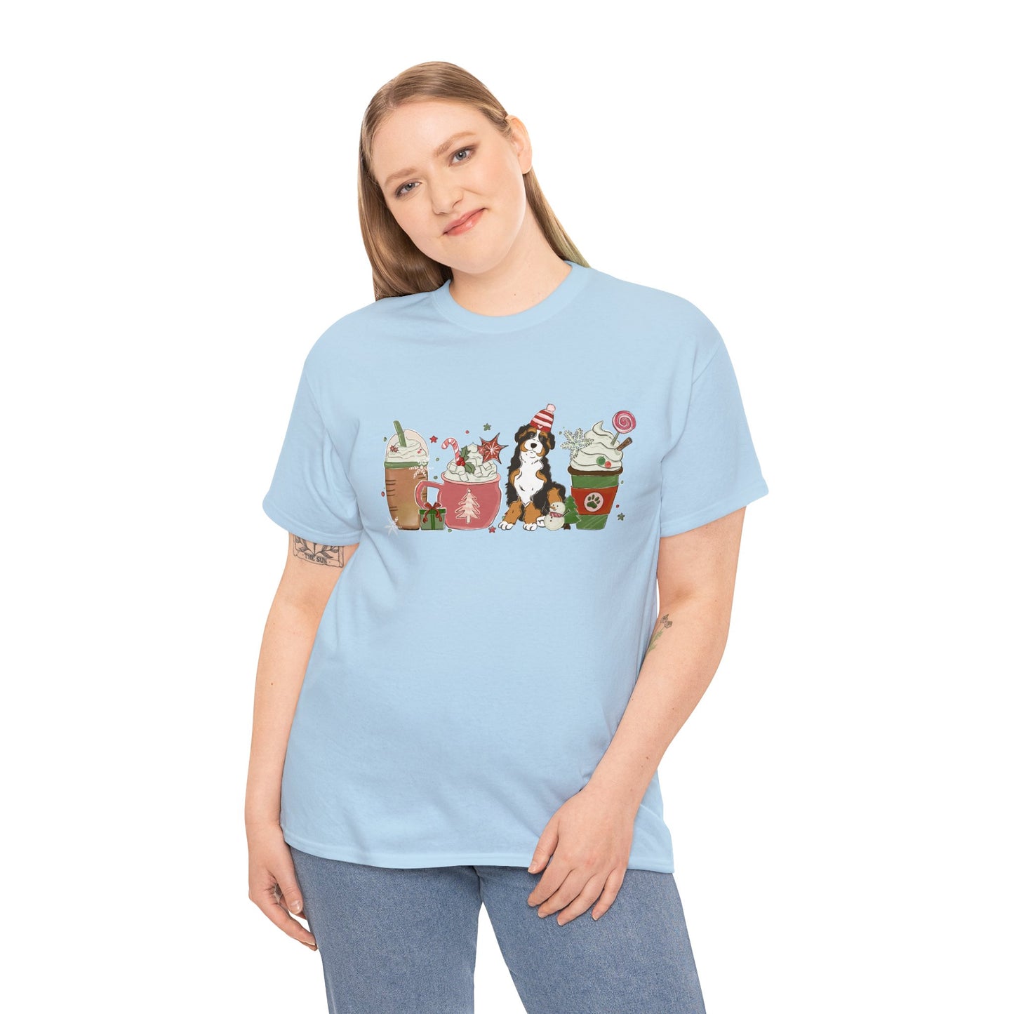 Australian Shepherd Dog Latte Christmas Short Sleeve Tee