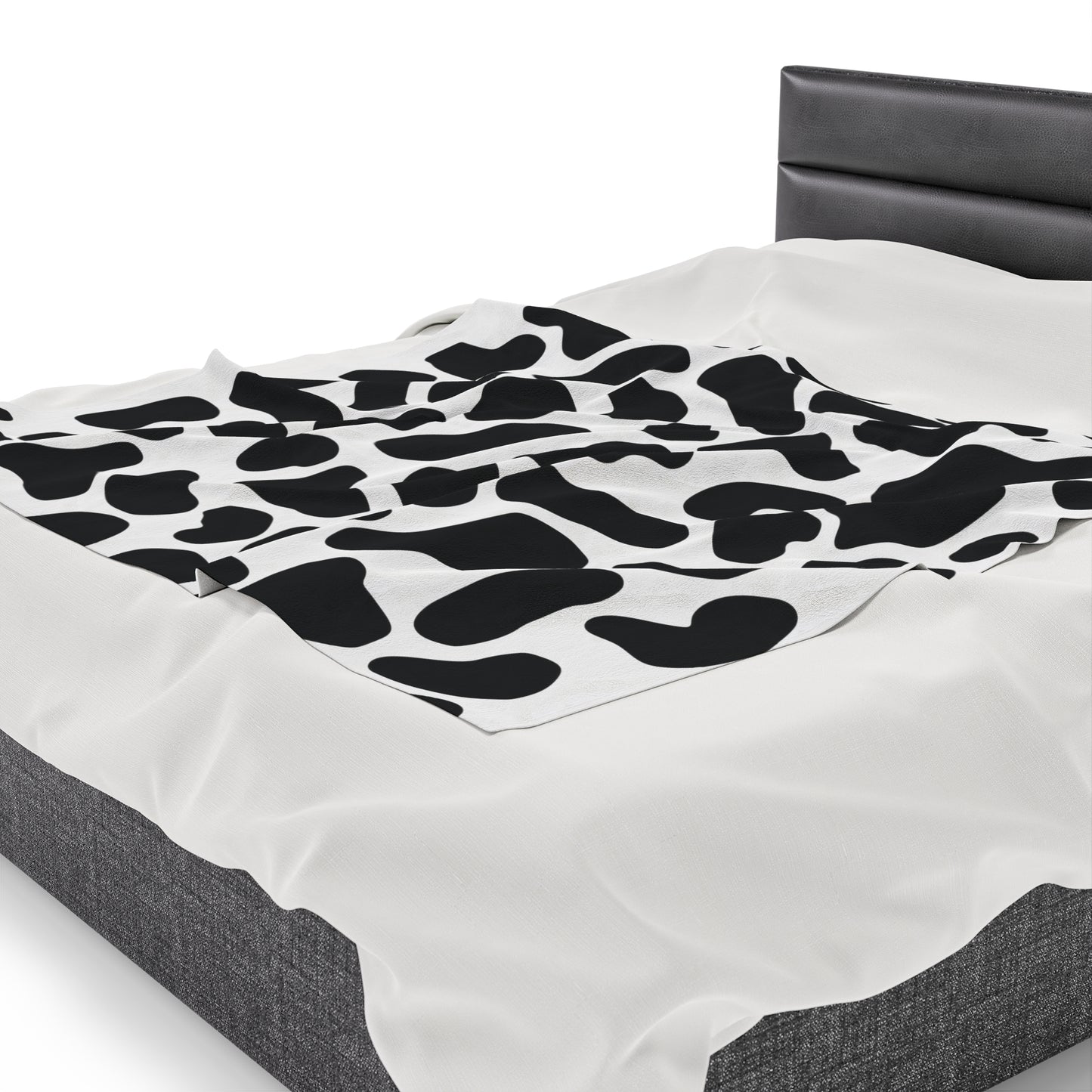 Black White Cow Print Plush Blanket