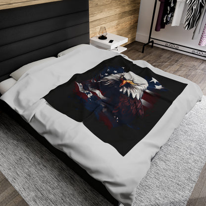 Eagle Head with American Flag Blanket