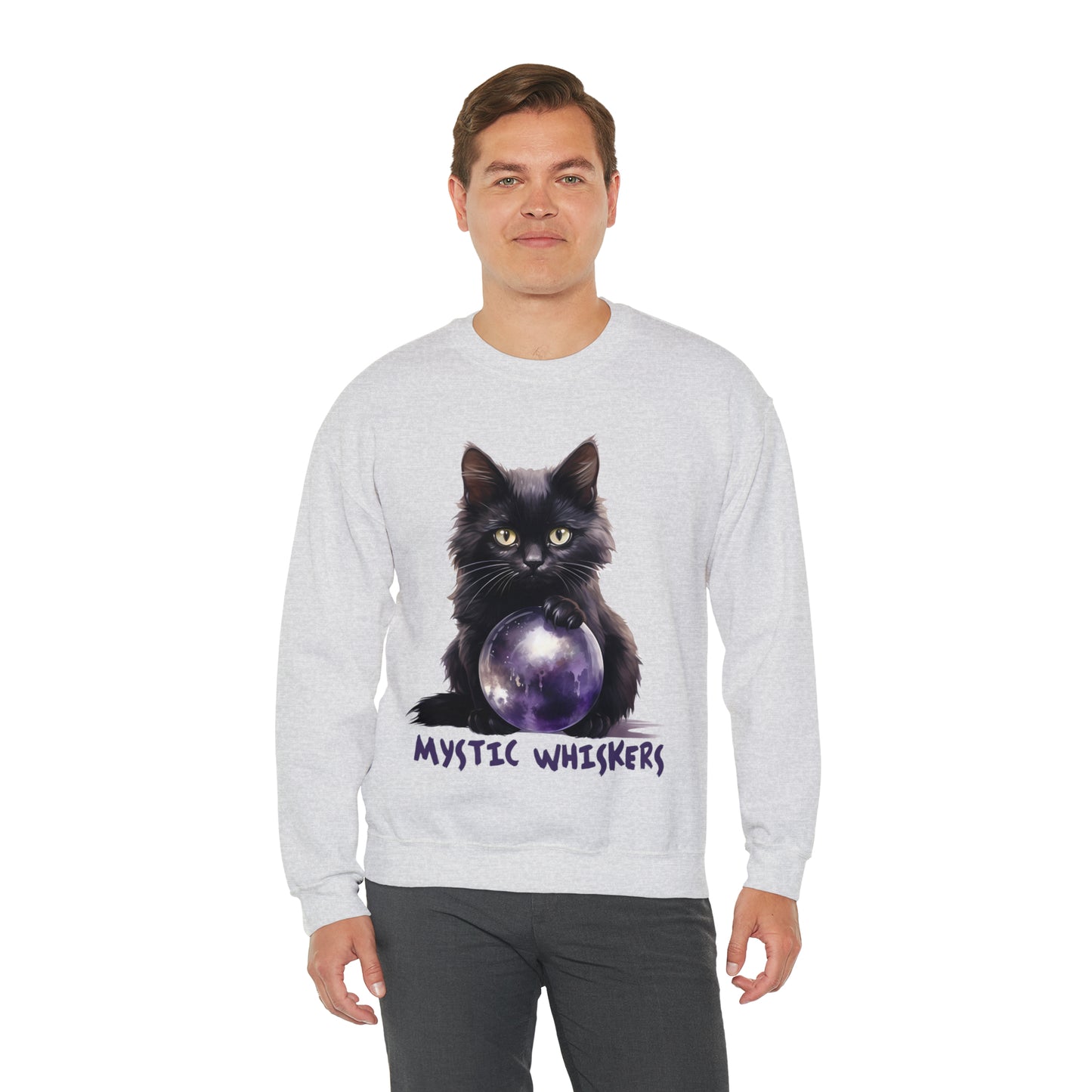 Mystic Whiskers Black Cat Halloween Sweatshirt