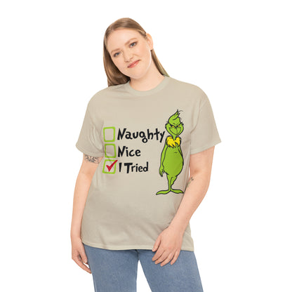 Naughty Nice I Tried Grinch Christmas Short Sleeve Tee