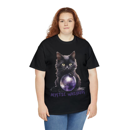 Mystic Whiskers Black Cat Halloween Short Sleeve Tee