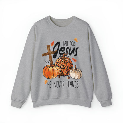 Fall For Jesus He Never Leaves Christian Halloween Sweatshirt