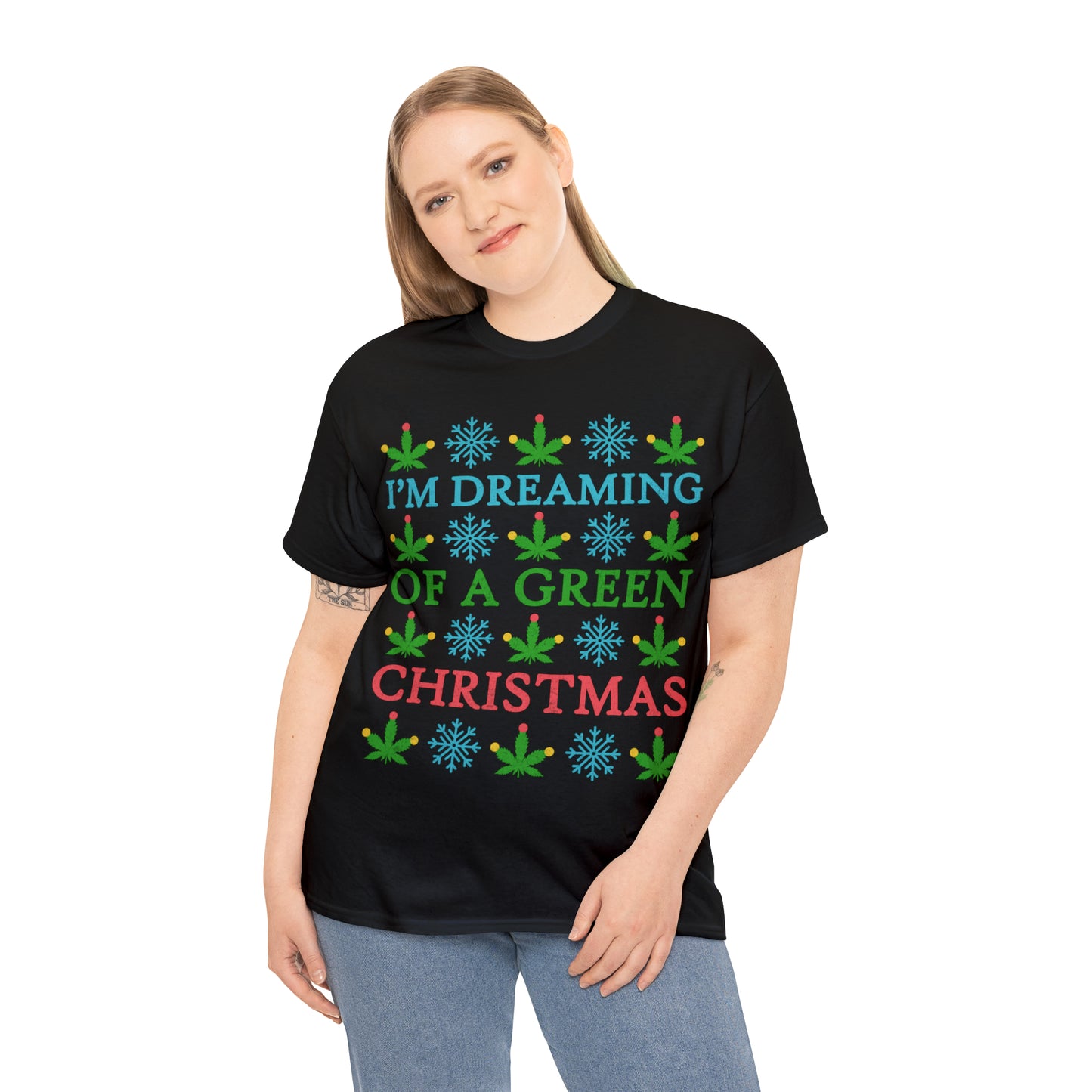 I'm Dreaming of a Green Christmas Ugly Sweater Short Sleeve Tee