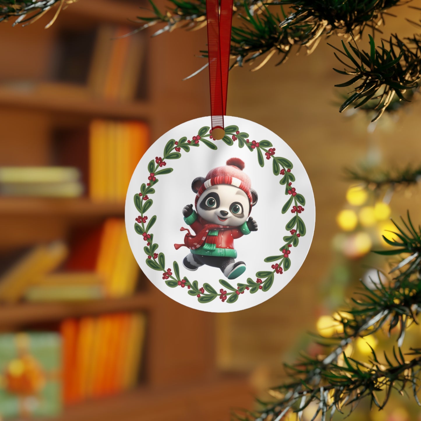 Panda in Sweater Christmas Ornament