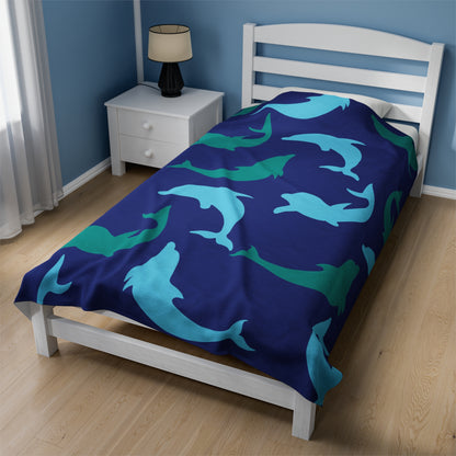 Blue Dolphin Shadows Blanket