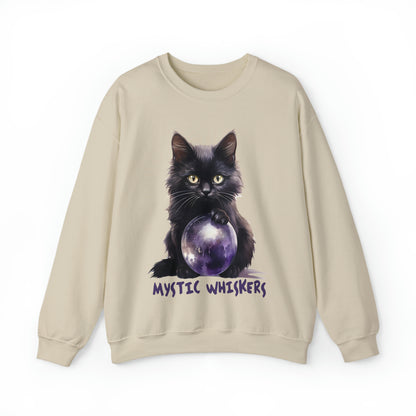 Mystic Whiskers Black Cat Halloween Sweatshirt