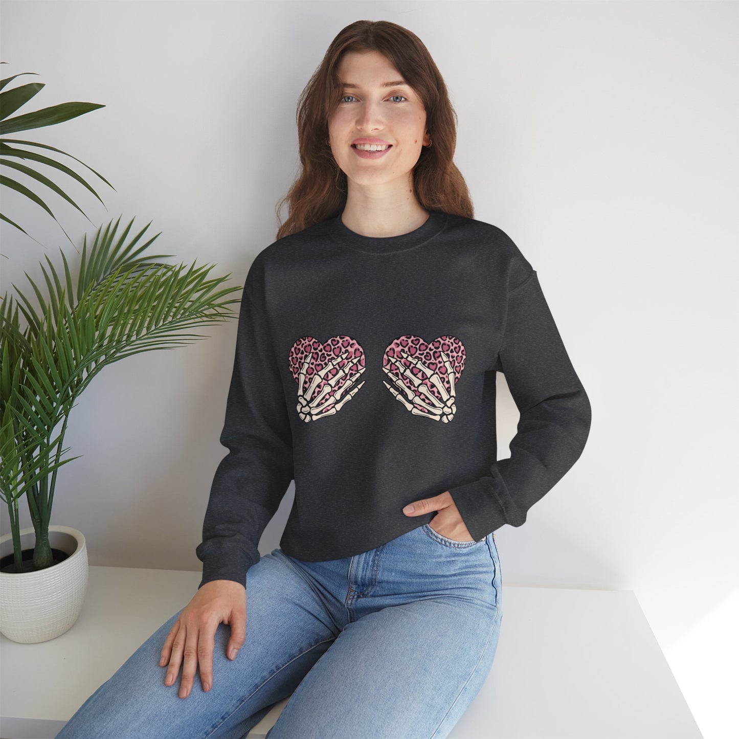 Skeleton Hand on Hearts Valentine Sweatshirt