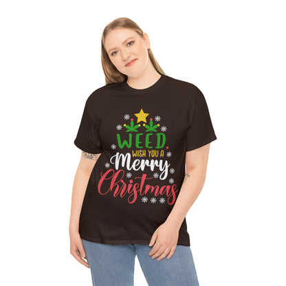 Weed Wish You A Merry Christmas Ugly Sweater Short Sleeve Tee