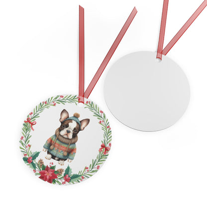 Boston Terrier Dog in Sweater Ornament