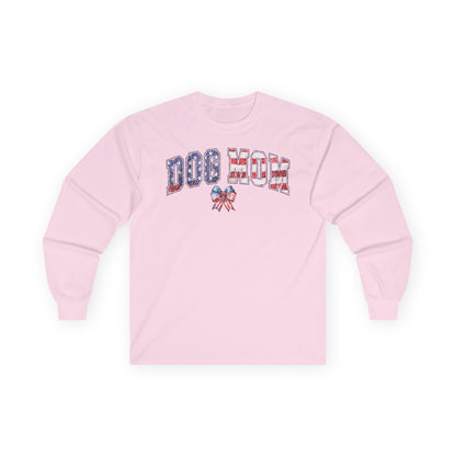 Dog Mom Flag Bow Long Sleeve T-Shirt