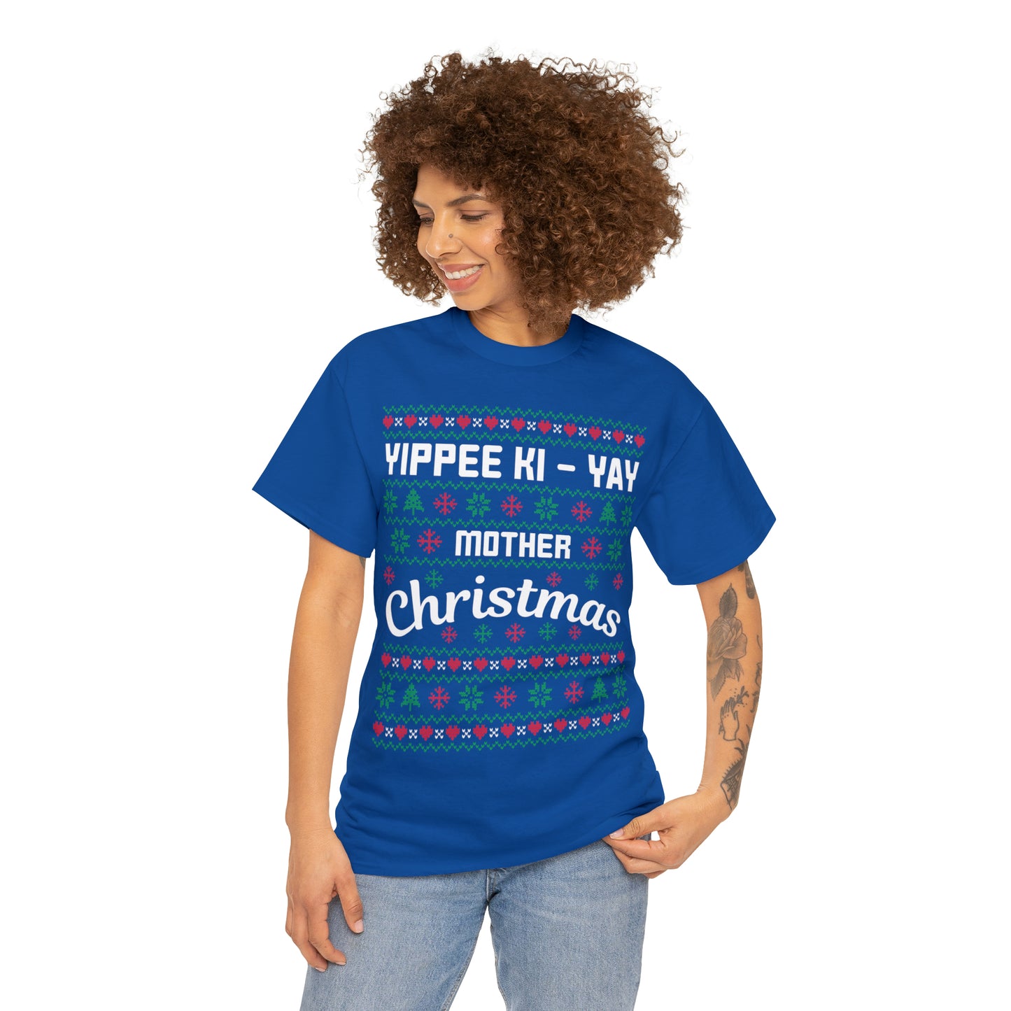 Yippee Ki-Yay Mother Christmas Ugly Sweater Short Sleeve Tee