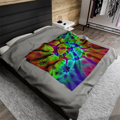 Tye Dye Rainbow Peace Sign Plush Blanket