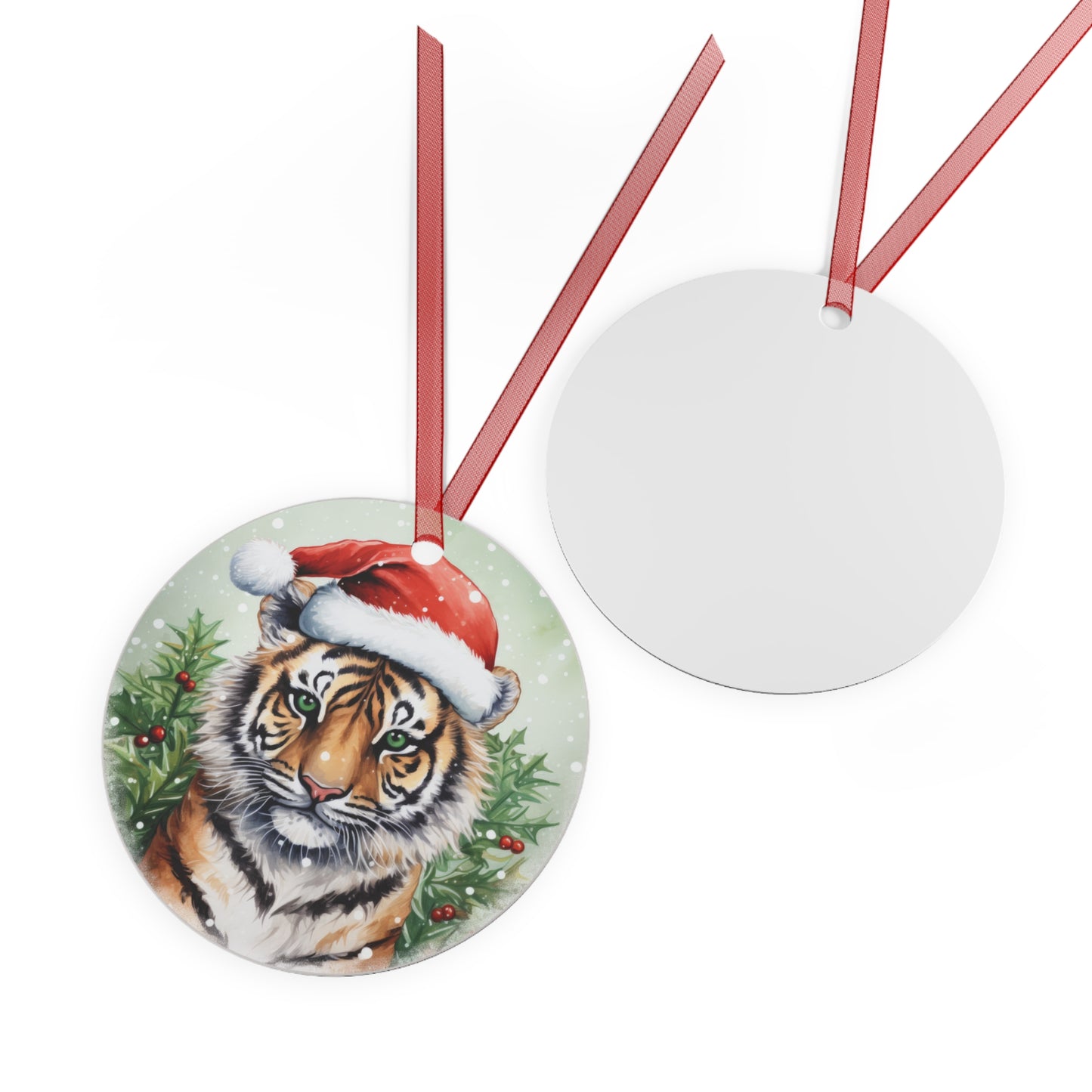 Tiger in Santa Hat Ornament