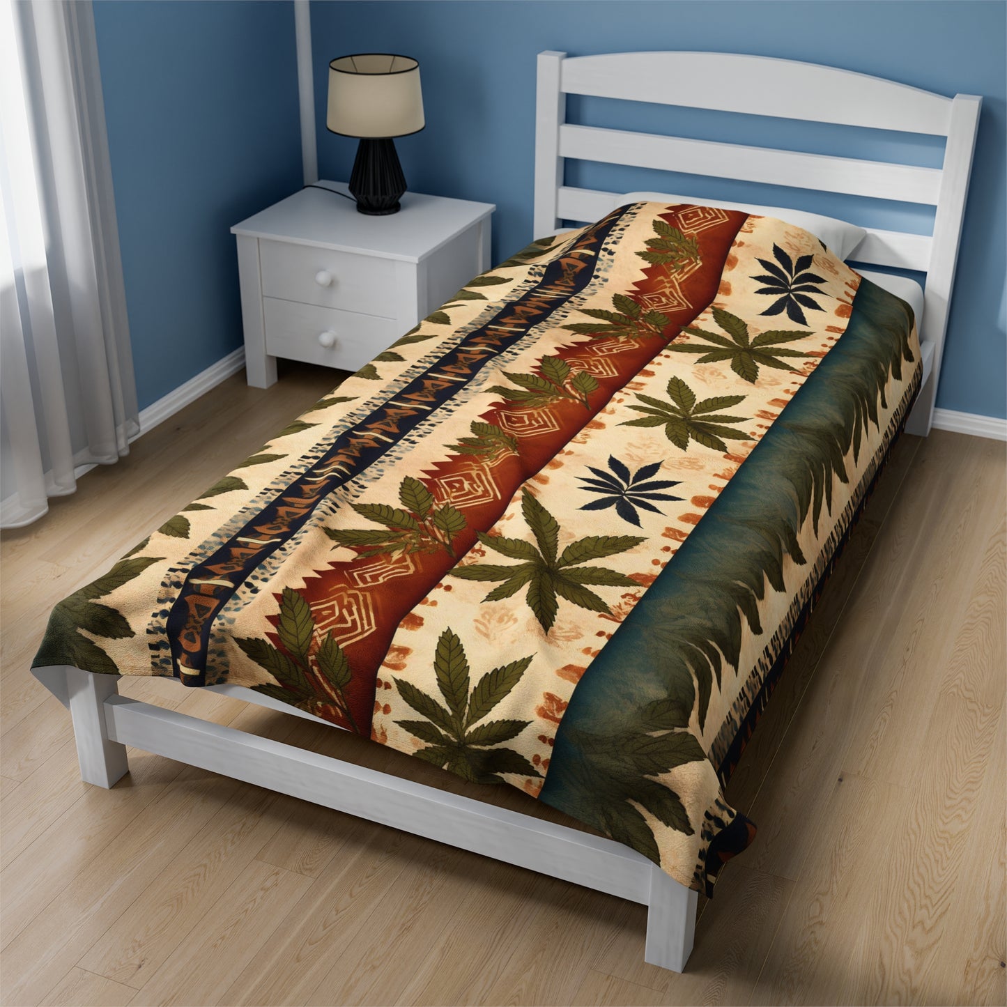 Marijuana Leaf with Stripes Blanket