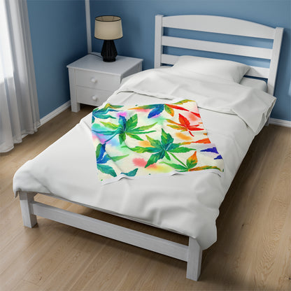 Rainbow Marijuana Leaf Blanket