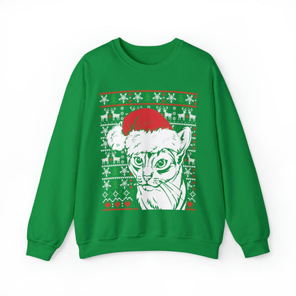 Cat in Santa Hat Christmas Ugly Sweater Sweatshirt