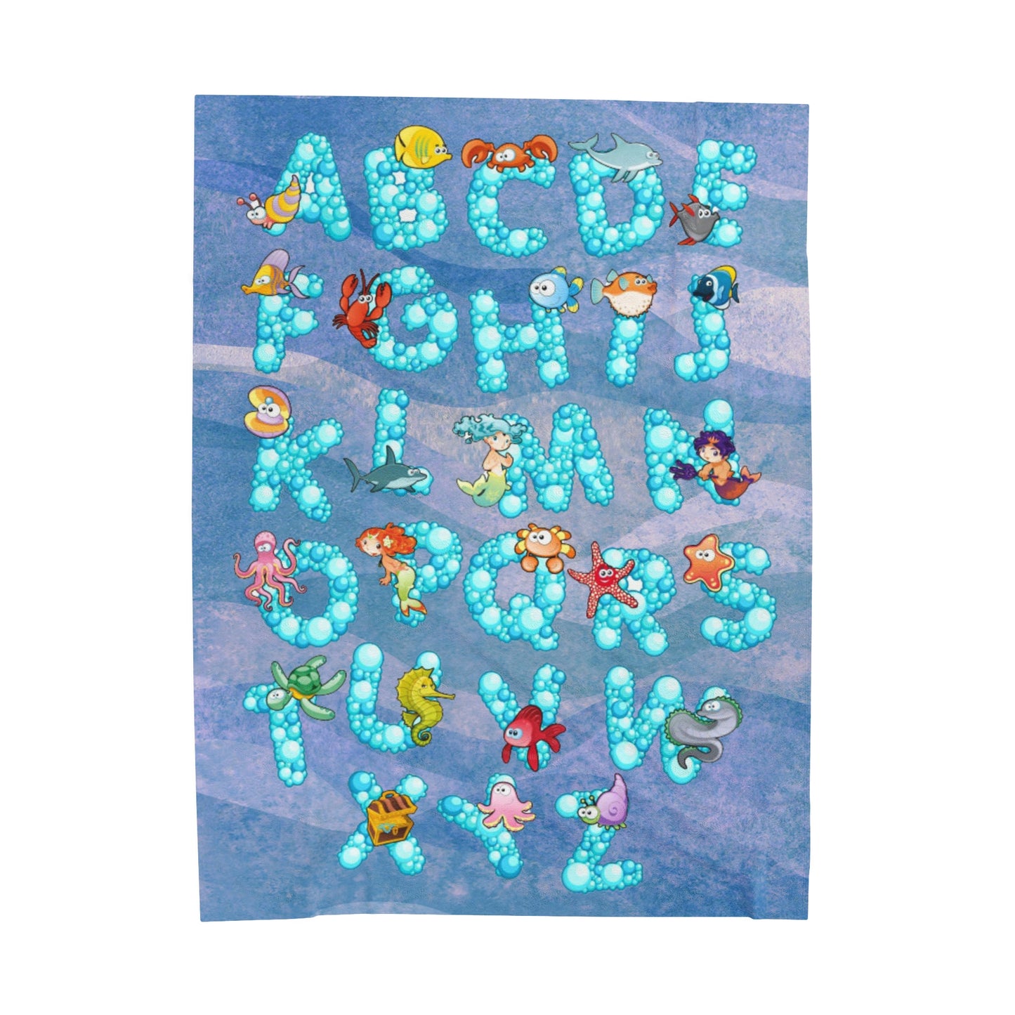 Rose Sea Life Alphabet Plush Blanket