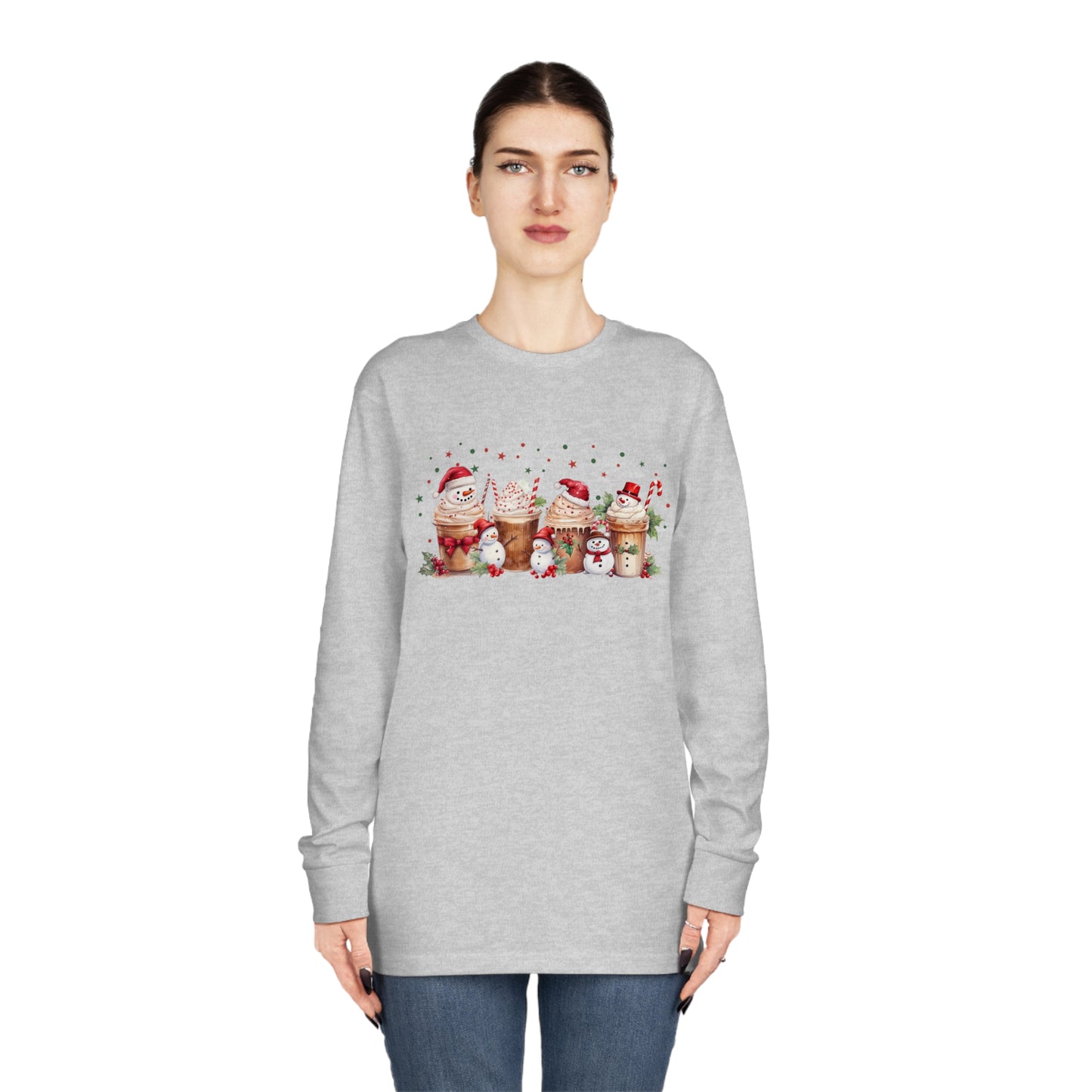 Snowmen Coffee Latte Christmas Long Sleeve T-shirt